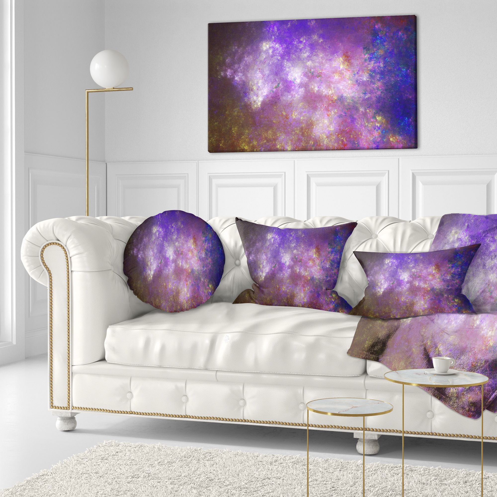 Designart Blur Fractal Sky with Stars - Abstract Throw Pillow - 12x20