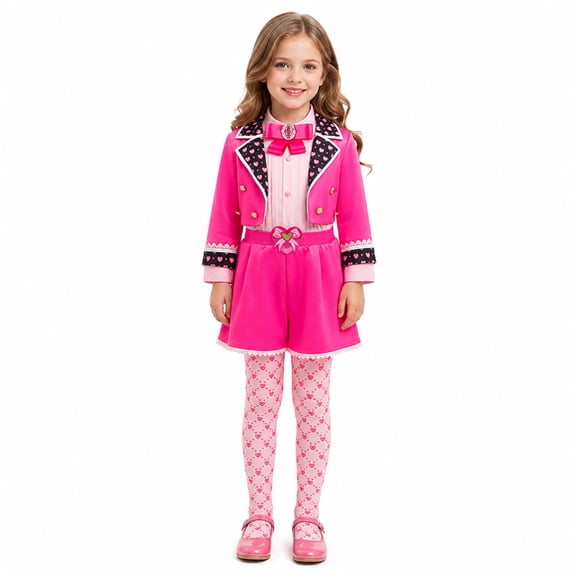 Princess Cosplay Costume Halloween, Royal Fancy Dress Up Outfit with Long Sleeve Jacket and Gradient Skater Dress, Birthday Party Costume