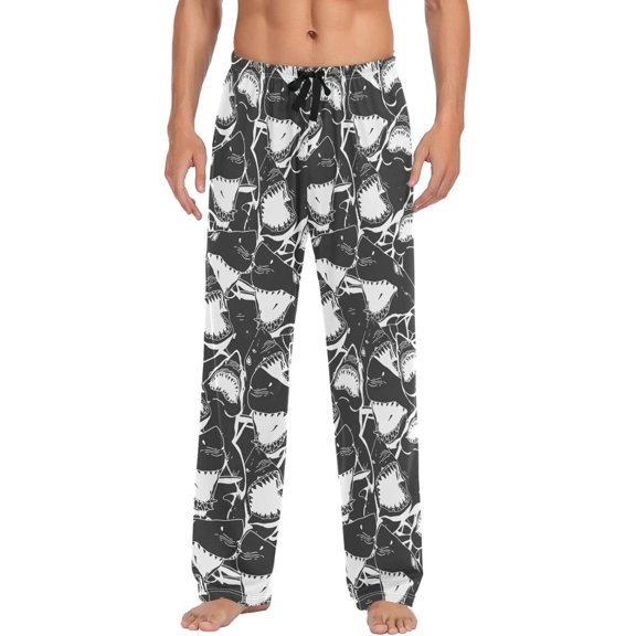 GZHJMY Shark Pajama Pants for Men, Lounge Pants Lightweight Men Pajama Bottoms with Drawstring Pockets, Christmas New Year Birthday Gifts, Large