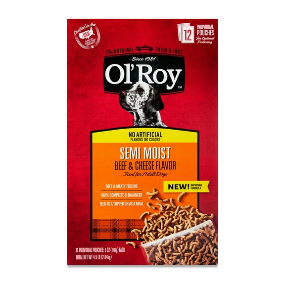 Ol' Roy Semi Moist Beef & Cheese Flavor Dog Food, 4.5 lb, 12 Pouches