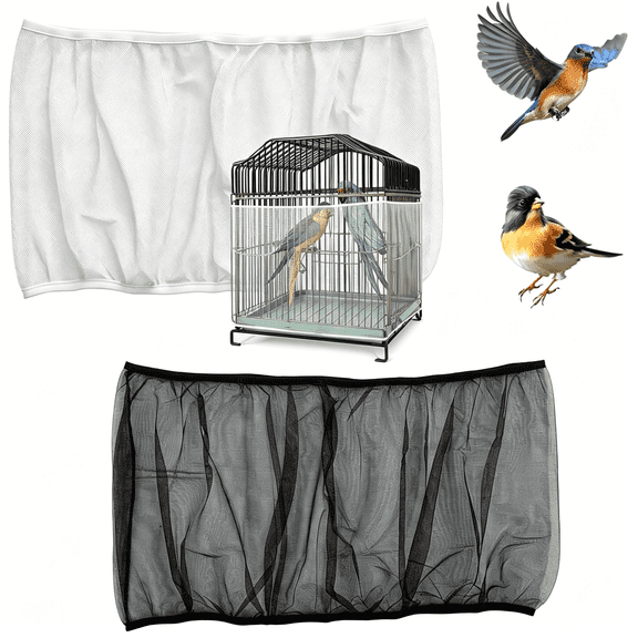 XIBUFE 2 Pcs Bird Cage Seed Catcher, Adjustable Nylon Net