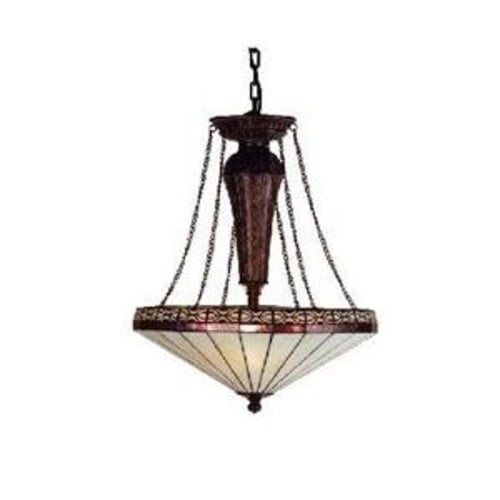 Meyda Tiffany 71207 Crestwood - 3 Light Inverted Pendant   Antique Copper Finish with Violet/Beige Glass