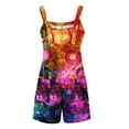 thumbnail image 3 of DDAPJ pyju 2025 Summer Rompers for Women Tie Dye Print Sleeveless Suspenders Short Overalls Loose Casual Wide Leg Jumpsuits Shorts with Pockets Clearance Sale Purple M, 3 of 5