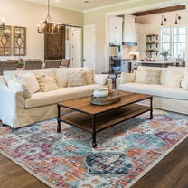 METSAVAIM 8x10 Rug - Ultra Soft Moroccan Area Rug for Living Room, Bedroom & Office | Non-Slip Machine Washable Rugs, Ideal for Indoor & Outdoor Use