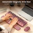 thumbnail image 2 of Wireless Keyboard and Mouse Combo Latte, Retro Round Keycaps, Full Size with Detachable Wrist Rest, 2.4G for PC Mac Windows, 2 of 8