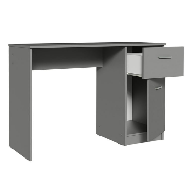 Madesa Compact Computer Desk Study Home Office 43 inch Student Writing Desks with Storage and Drawer Modern Ergonomic Gaming 43 Inches Grey