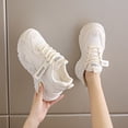 thumbnail image 2 of Sneakers for Women Fashion Platform White Leather Casual Dad Shoes Comfortable Wedge Walking Sport Sneakers-Beige, 2 of 5