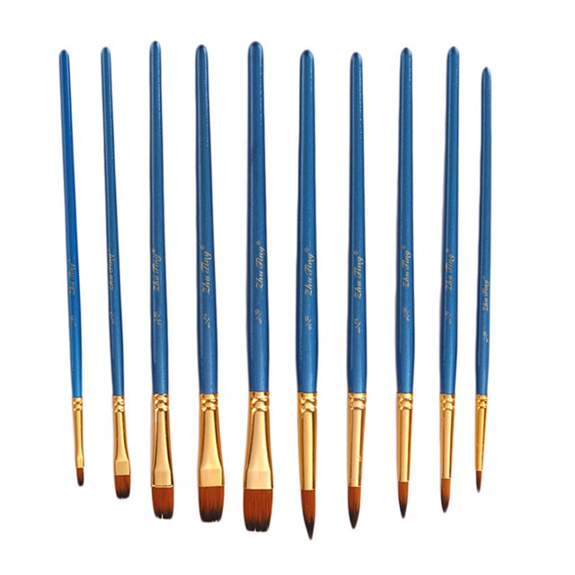 Brochas de pintura BLESIY 10 Piezas Cepillo de nylon para Acrílico Acuare