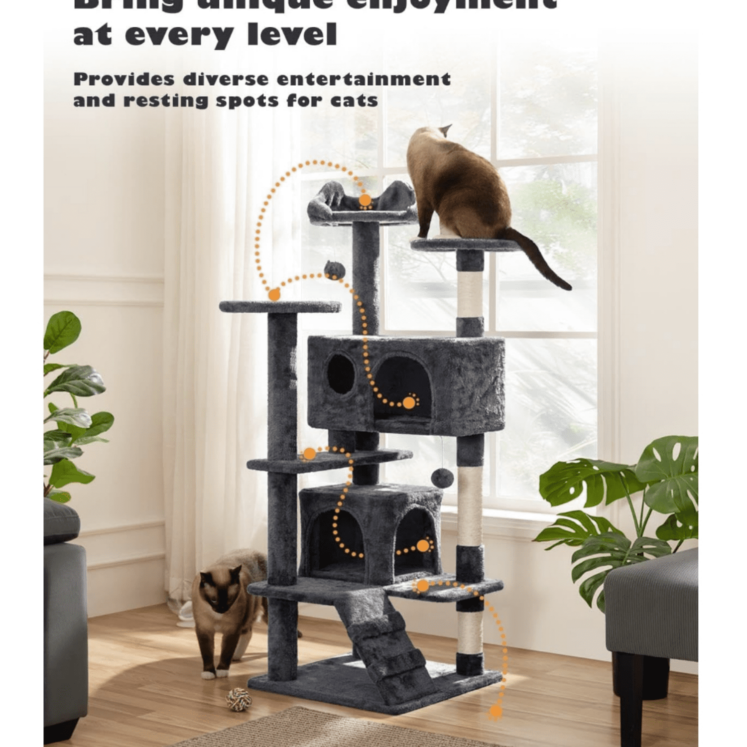 54in Cat Tree Tower Condo Furniture Scratch Post for Kittens Pet House Play