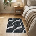 thumbnail image 3 of ODIKA 2'x3' Washable Throw Rug Non-Slip, Low Profile, Flatwoven, Easy Care Minimalist Swirl Contemporary Wavy Motif Brushstroke Grey Abstract Refined for Hallway, Study Room, 3 of 7