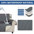 thumbnail image 3 of Funda acolchada impermeable para sofá de 3 cojines, funda súper suave y lavable con bolsillos y correas elásticas antideslizantes, protector para muebles (sofá, gris oscuro), 3 of 4