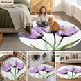 thumbnail image 6 of Area Rug 48in, Purple Tulip Blossom Flower Floor Carpet Living Room Rug, Spring Abstract Floral Green Leaf Non-Slip Welcome Mat Indoor Rugs for Bedroom Dining Room, 6 of 9