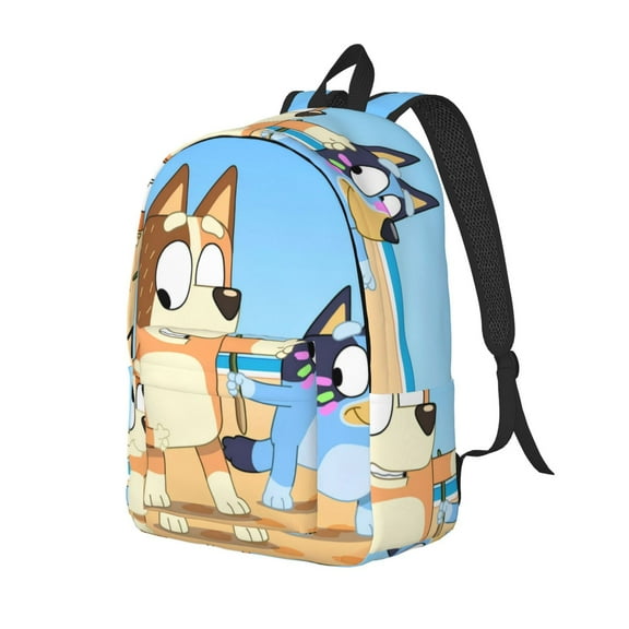 Kowoue Bluey Pattern Canvas Backpack – Student Double Shoulder Bag, Durable & Lightweight Canvas School & Outdoor Backpack-