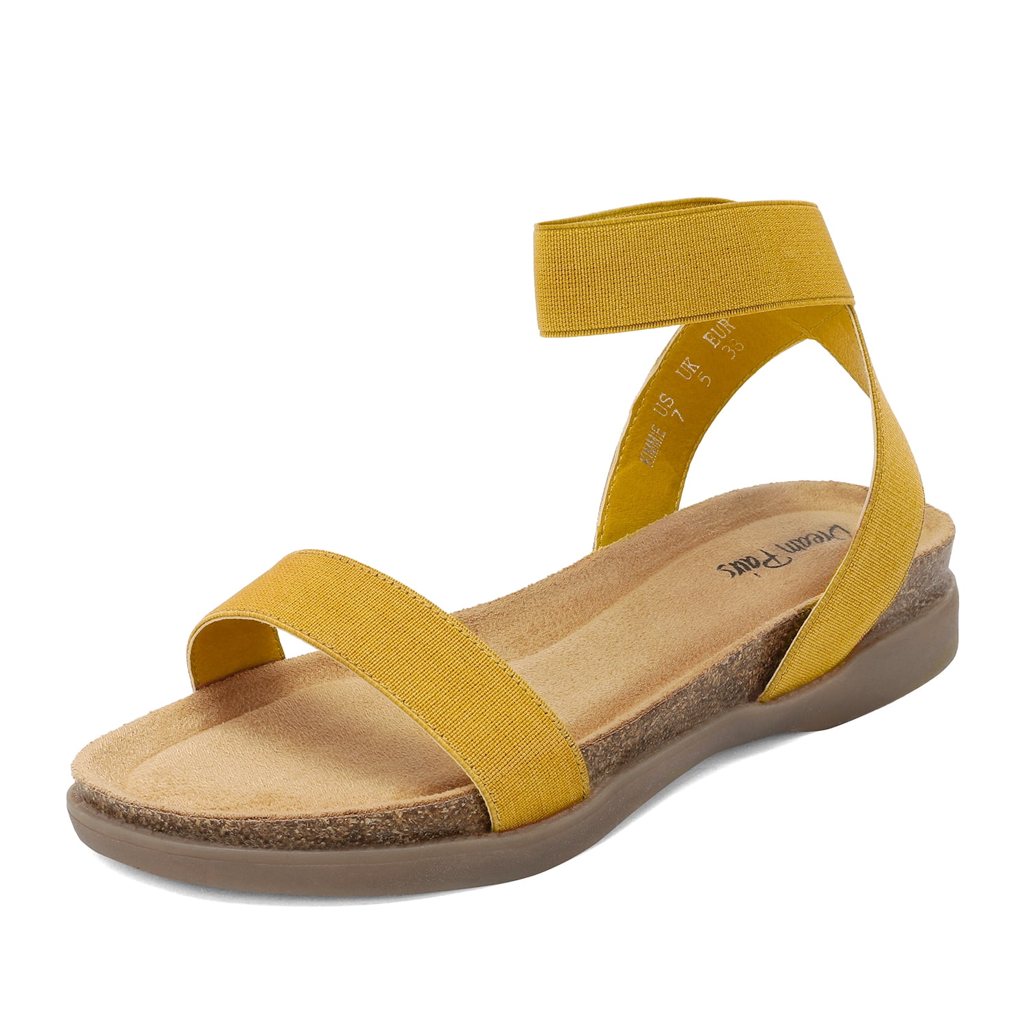 DREAM PAIRS Women's Summer Elastic Strap Sandals Open Toe CrissCross Flat Shoes KIMMIE YELLOW