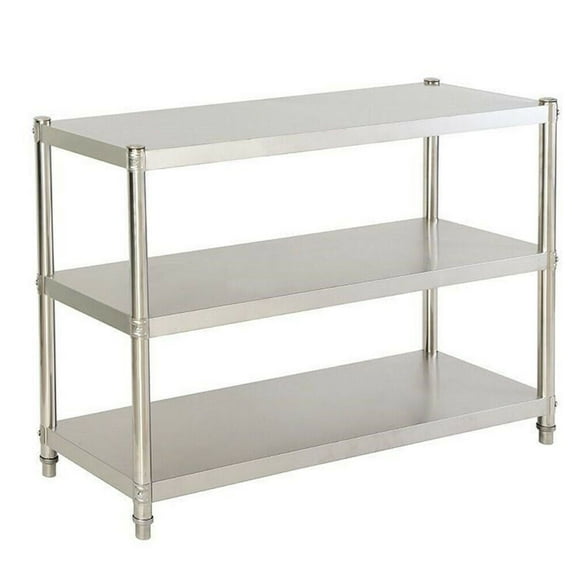 Metal Shelf, 3-Tier Stainless Steel Storage Rack, Strong Load-bearing Capacity for Kitchen, Bathroom, and Home Organization
