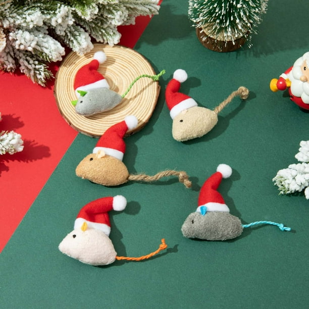 Juguetes de ratones de hierba gatera - Pack de 3 juguetes interactivos para gatos con diseño de hierba gatera, masticar y arrastrar, 10x7 cm