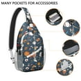 thumbnail image 2 of Starry Night Sky Sling Backpack, Celestial Planet and Nebula Design, Astronaut and Alien Themed Crossbody Bag for Sci-fi Fans, 2 of 6