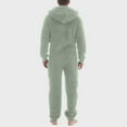 thumbnail image 4 of fartey Hooded Jumpsuits for Men Solid Color Fleece One Piece Pajamas Warm Pockets Long Sleeve Full Zip Plus Size Sleepwear, S-5XL, 4 of 6