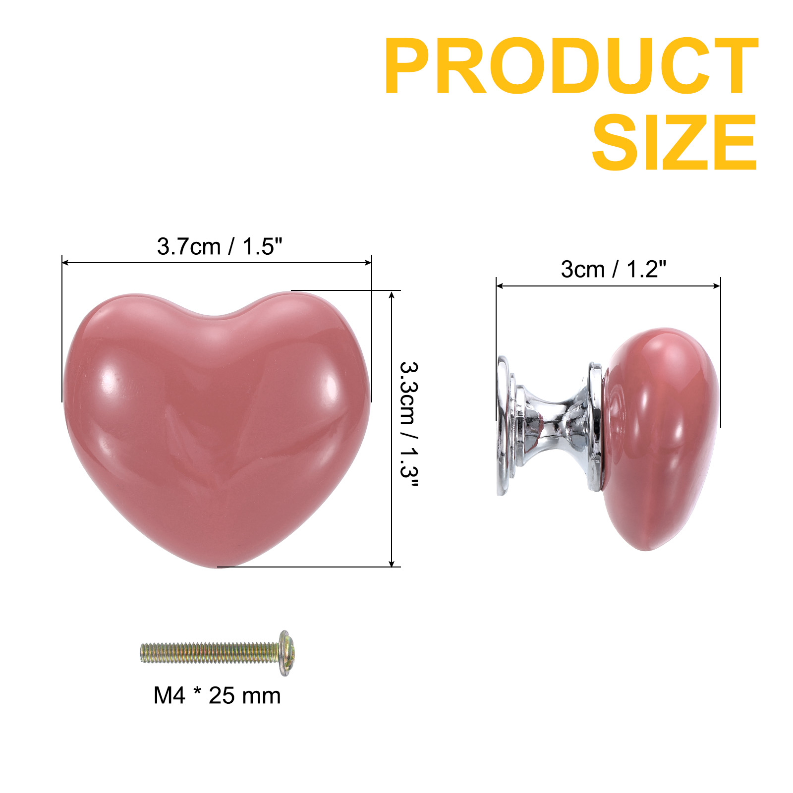Unique Bargains Heart-Shaped Ceramic Drawer Knobs for Furniture Pink