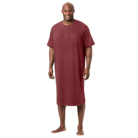 KingSize Men's Big & Tall Short-Sleeve Jersey Henley Nightshirt