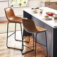 thumbnail image 3 of Mid-Century Bar Stools Set of 2, Comfortable, Ergonomic Dining Chairs with Waterproof PU Leather for Kitchen, Home Furniture, 3 of 10
