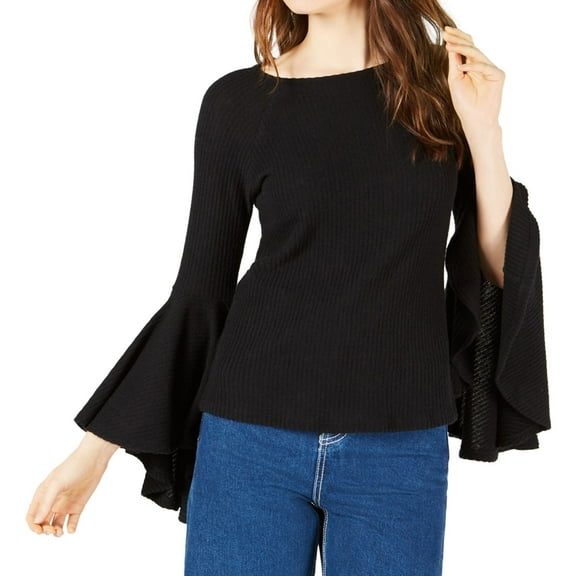 Sage The Label Womens Ribbed Pullover Blouse, Black, Large