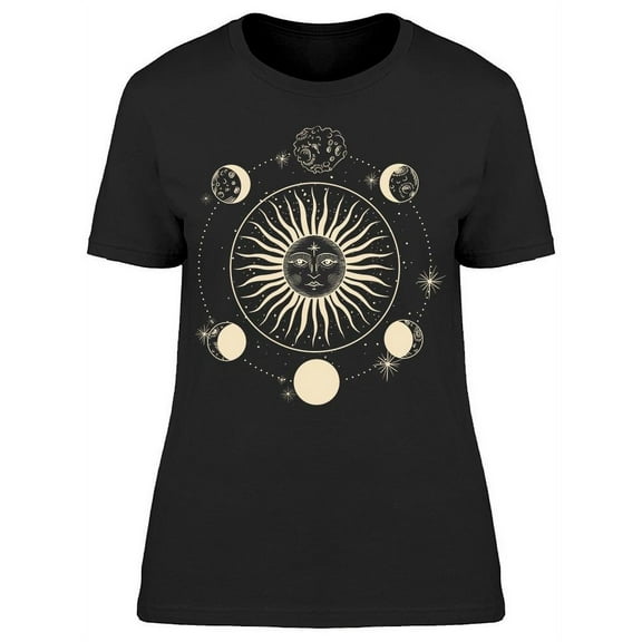 Moon Phases Zodiac Signs Art T-Shirt Women -Image by Shutterstock, Female Large