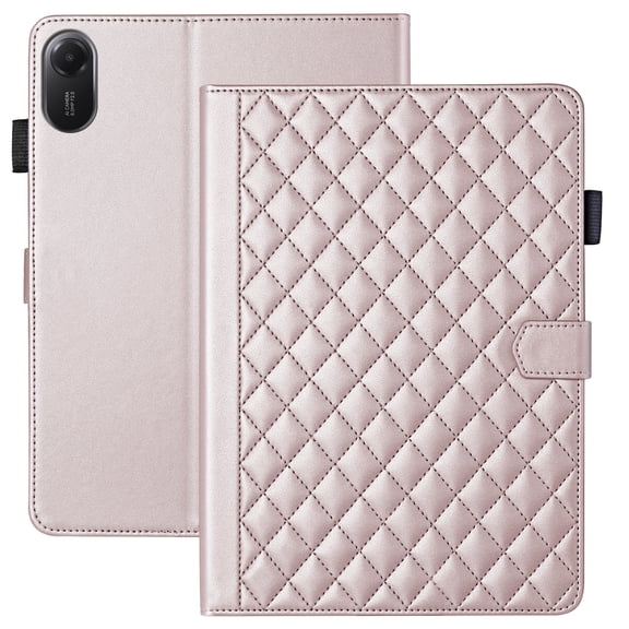 for Xiaomi Redmi Pad 2 2025 11 inch Case, Rhombus Pattern Multiple Viewing Angles Stand Slim Folio Cover (Rose Gold)