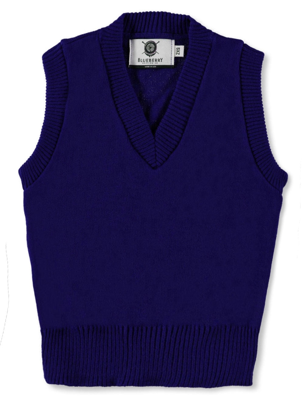 Blueberry Knitted Adults' Unisex V-Neck Sweater Vest (Sizes S - XXL ...