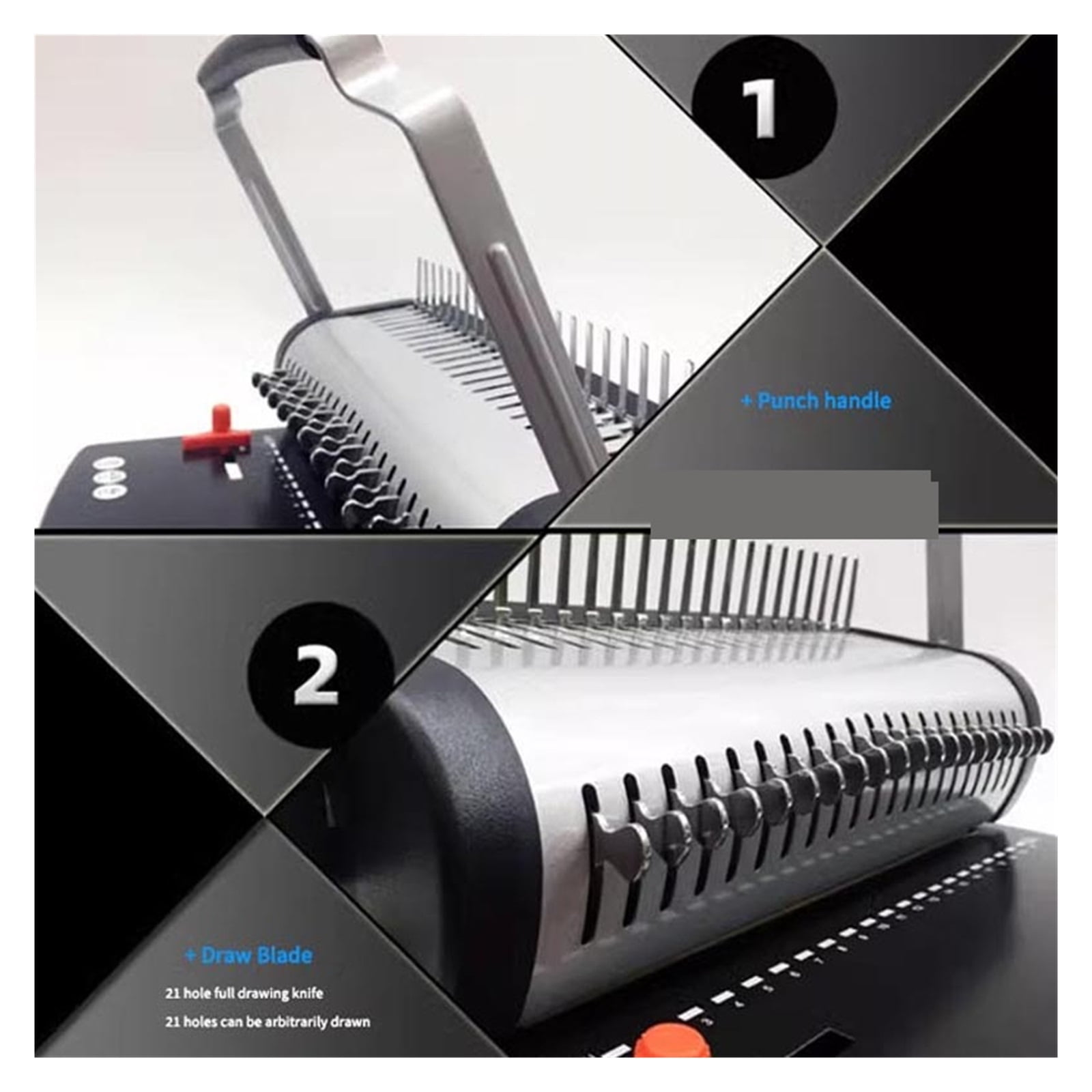 Coil Spiral Binding Machine Manual Book Maker 21-Holes Binding 380 Sheets Punch Binder With Adjustable Coil Binding Spines ,Easy to Operate
