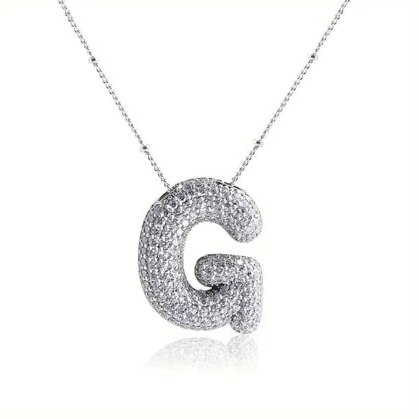 Collar Colgante de Oro Collar de Carta Incrustado con Collar de Cobre Hueco, Collar Colgante de Diamante de Carta Collar de Carta de Oro