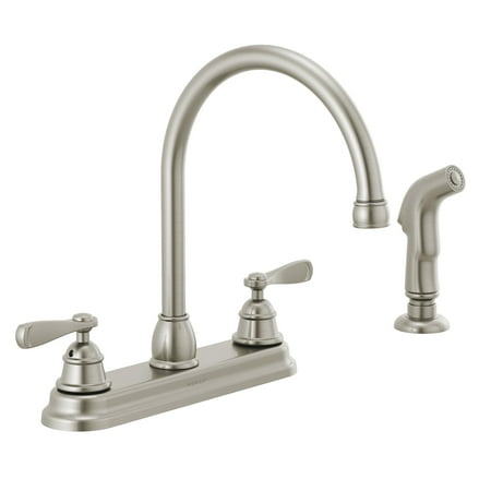 Peerless Two Handle Deck Mount Kitchen Faucet In Stainless P2943lf