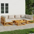 thumbnail image 1 of vidaXL 7 Piece Garden Lounge Set with Light Grey Cushions Solid Wood, 1 of 4