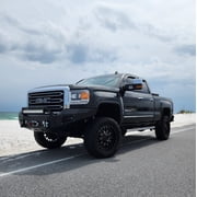 Vijay Front Bumper for 2015-2016-2017-2018-2019 GMC Sierra 2500HD/3500HD Textured Black Steel with Lights and D-rings