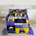 thumbnail image 2 of Manfei Cartoon Tractor Queen Comforter Set,Rustic Farmhouse Cabin Bedding Sets,Purple Yellow Gray Patchwork Plaid Bedding Comforter Set For Boys,Super Cozy Room Decor Reversible,3pcs, 2 of 8