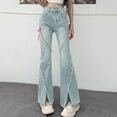 thumbnail image 2 of LEKDFST Y2K Baggy Jeans for Women Teen Girls Bow Cute Flare Denim Jeans High Waisted Pants Scene Trousers Blue XXL, 2 of 8