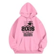 thumbnail image 3 of Wang6 Letter Pirnted Hoodies for Womens Plus Size"Class of 2026"Printed Hooded Sweatshirts Trendy Drawstrings Long Sleeve V Neck Loose Fit Tops with Pockets Pink XXL, 3 of 3