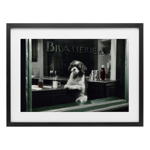 Stupell Industries Brasserie Vintage Dog in Window Black Framed Print Under Glass, design by Annabelle Hall