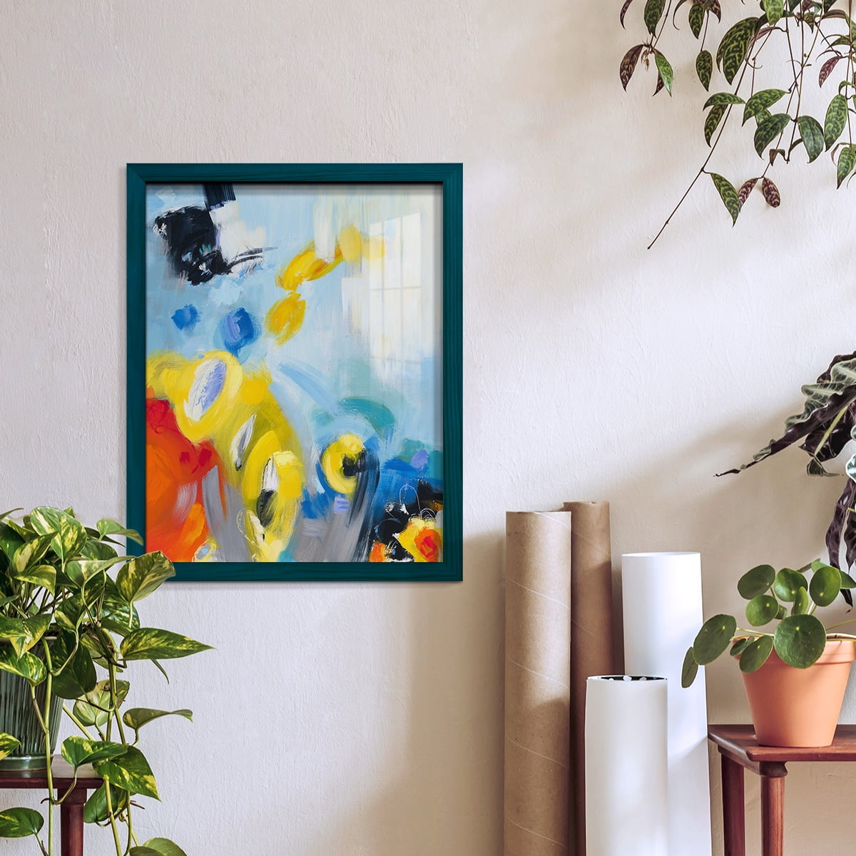 In the Loop III -Framed Print w/glass-Ocean Blue