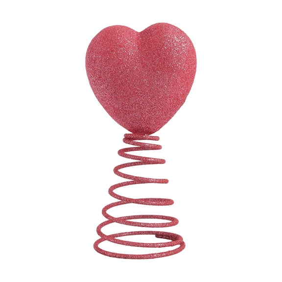 6.3-Inch Valentine's Day Tree Top Decoration, Sparkly Heart-Shaped Tree Topper With Spring Base, Perfect For Valentine's Day Party Decorations And Home Decor