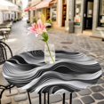 thumbnail image 6 of Abstract Waves Round Tablecloth for 55-60 Inch Tables,Fitted Table Cover with Elastic Edge,Black Grey Modern Geometric Striped Waterproof Outdoor Table Cloth Protector for Patio Garden Dinner Picnic, 6 of 9