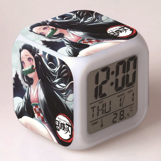 HANNTAOO Reloj despertador LED con diseño de Demon Slayer, reloj de mesa creativo, reloj digital electrónico brillante y colorido para adultos, niñas y niños, juguete para regalo de cumpleaños