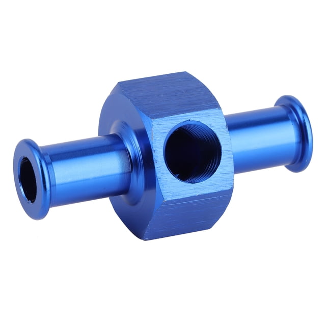 Adaptador de medidor de presión nitroso de combustible, aleación de aluminio, manguera universal de 3/8 pulgadas, puerto NPT de 1/8 pulgadas, azul