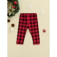 thumbnail image 2 of Kiapeise Baby Boy Girl Christmas Pants Red Black Plaid Brother Sister Flared Trousers, 2 of 8