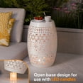 thumbnail image 2 of Ktaxon Outdoor 12" Iron Side Table, Round Hollow Drum Side Table, Accent Table for Indoor and Outdoor, White, 2 of 8
