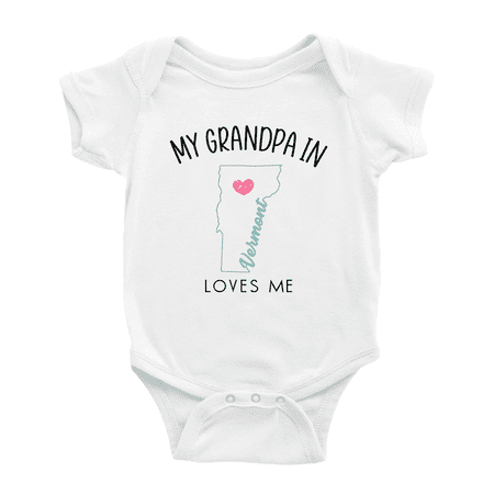 

My Grandpa In Vermont Loves Me Baby Clothing For Boy Girl Bodysuits 0-3 Months