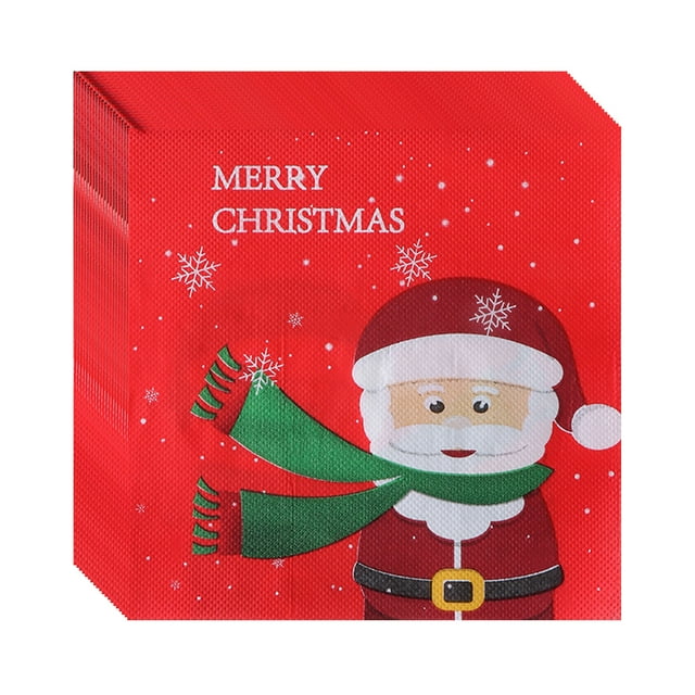 Servilletas navideñas, Papá Noel rojo, copos de nieve, papel para postres, servilletas, papel para bebidas, pasteles, ensaladas, frutas, vajilla, papel para almuerzos, desechables, suministros para fi