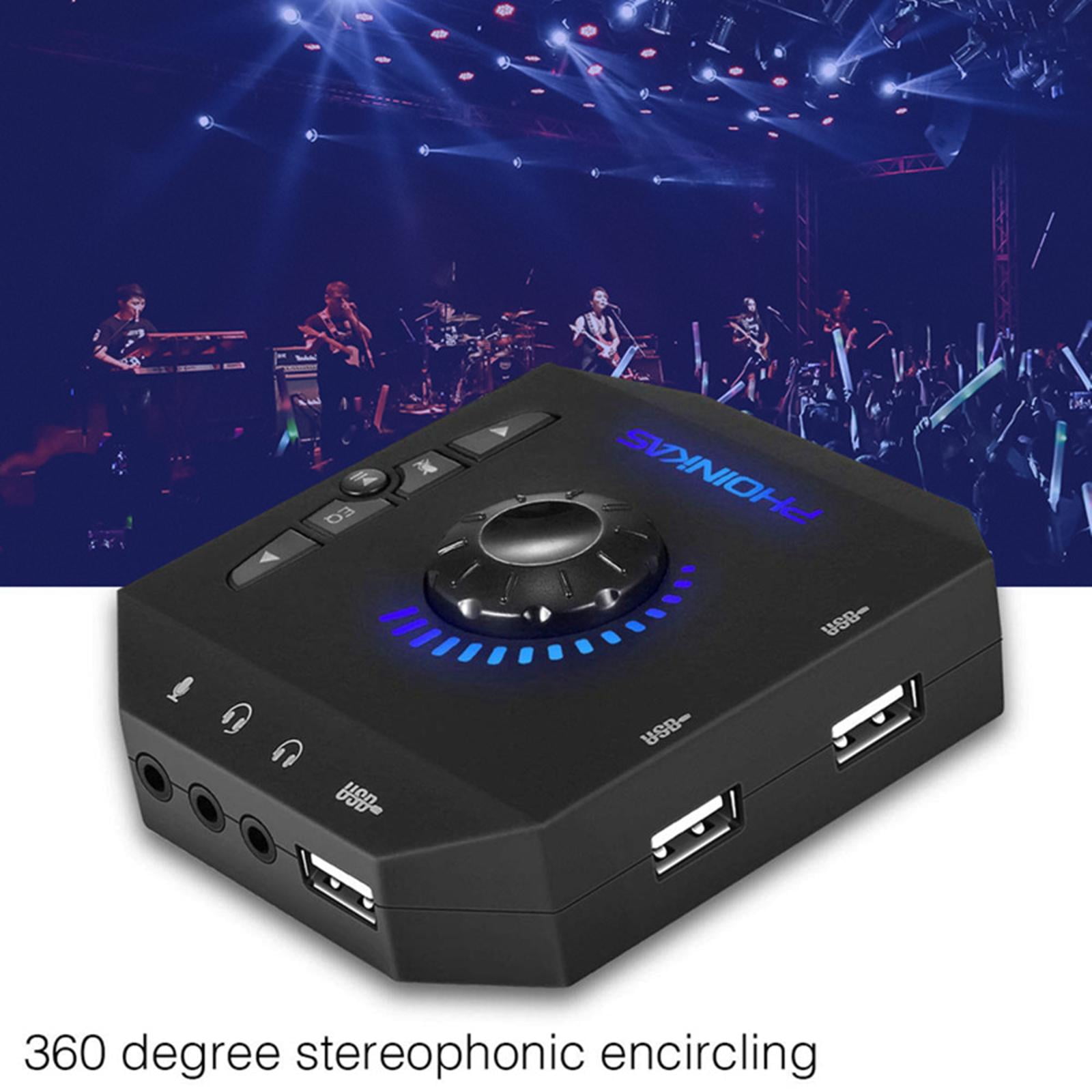 External Sound Card Mixer with LED Indicator Adjustable Volume and Mic Controls for Gaming Audio Experience
