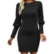 thumbnail image 1 of Gibobby Vestidos de sueter para mujer Vestido casual de mujer Otoño Invierno Color sólido Slim Fit Falda corta de punto(Negro,G), 1 of 5