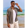 thumbnail image 3 of COOFANDY Men's Button Down Shirts Short Sleeve Casual Shirts Summer Beach Shirts Vacation Wedding Shirts with Pocket, 3 of 6